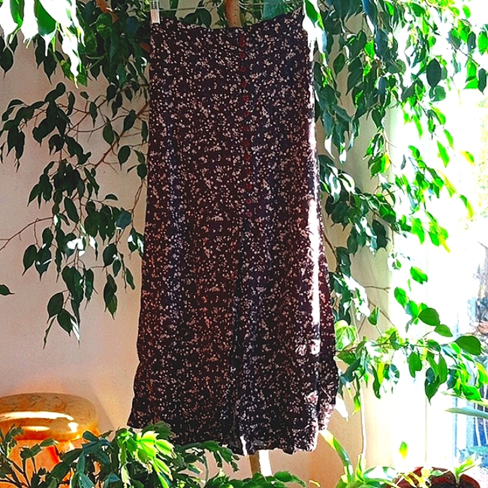 Vintage Long Floral Daisy Print Skirt